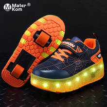 Size 29-39 LED Lighted Sneakers with Roller for Children Glowing Wheel Shoes USB Charging Luminous Skating Shoes for Kids Boys 2024 - buy cheap