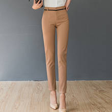 Women Straight Pants Mid Waist Ankle Length Trousers Elegant Office Lady Black Khaki Pants Pantalons Femme 2024 - buy cheap