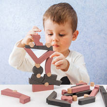 38PCS Creative Wooden Constructor Montessori Stacking Toys Balance Building Blocks Early Educational Jenga Set Big Rainbow 2024 - buy cheap