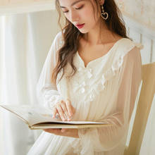 Women's Long Sleeve Nightdress Autumn Modal Cotton Long Nightgowns Palace Style Home Dress Embroidered Lace Princess Nightdress 2024 - buy cheap