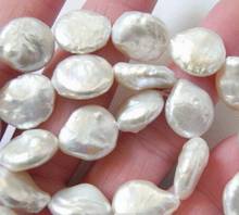 Free Shipping  Natural White Coin Pearl Beads 15 2024 - buy cheap