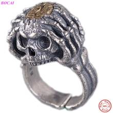S925 чистое серебро тайское модное серебро кольцо с черепом ручная работа регулируемый размер мужское кольцо 2024 - купить недорого