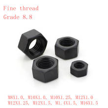 DIN934 Fine thread hex nut steel with black M8*1.0,M10*1.0/1.25,M12*1.0/1.25/1.5,M14*1.5,M16*1.5,M20*1.5 2024 - buy cheap