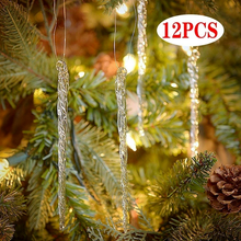 Christmas Decoration 12pcs/bag Simulation Ice Xmas Tree Hanging Ornament Fake Icicle Props Xmas Tree Decorations Winter Party 2024 - buy cheap