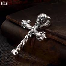 BOCAI 2020 real S925 silver jewelry retro Thai silver skull cross Man pendant personality fashion silver pendant for men silver 2024 - buy cheap