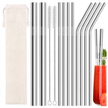 Reusable Metal Straws for Drinks with Cleaning Brushes 304 Stainless Steel Straw Eco Friendly Bar Cocktail Party Drinking Straws 2024 - buy cheap