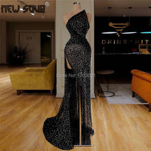 Black One Shoulder Evening Dresses Robe De Soiree 2019 kaftans Arabic Split Side Prom Dress Sexy Party Gowns Dubai Abendkleider 2024 - buy cheap