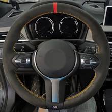 Black Suede Red Marker Car Steering Wheel Cover For BMW F87 M2 F80 M3 F82 M4 M5 F12 F13 M6 F85 X5 M F86 X6 M F33 F30 M Sport 2024 - buy cheap