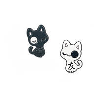 Cute Black White Cat Metal Enamel Brooch Chinese Style Zhi You Lettering Cat Badge Pin Trendy Best Friend Jewelry Gift 2024 - buy cheap