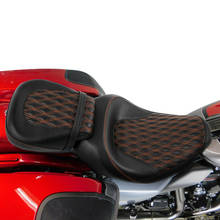 Asiento de pasajero para motocicleta Harley Touring FLHX FLHR Street Glide Road King 2009-2020, negro y naranja, costura 2024 - compra barato