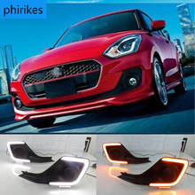1 Pair Car DRL For Suzuki Swift 2018 2019 Daytime running lights Fog lamp cover with yellow turn signal 2024 - buy cheap