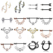 1/2pc 14G Opal Nipple Shield Flower Charming Nipple Rings For Women Body Piercing Jewelry Titanium Nipple Piercing Heart Barbell 2024 - buy cheap