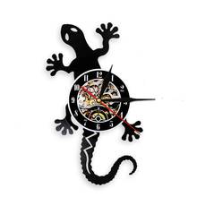 Safari Gecko Animal de Vida Silvestre disco de vinilo, reloj de pared de arte de la naturaleza Zoología lagarto Reloj de pared decoración de pared Vintage regalo 2024 - compra barato