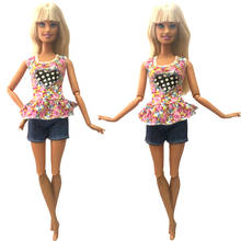 Nk nova roupa de boneca artesanal, roupa laranja, calções, roupa casual diária, acessórios para boneca barbie 8x, 1 peça 2024 - compre barato