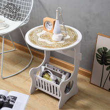 TTLIFE-Mini Mesa redonda de plástico de té, mesas de centro de estilo europeo para sala de estar, estante de almacenamiento, mesita de noche blanca con alfombrilla 2024 - compra barato