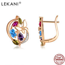 LEKANI Butterfly Earrings For Women Four Color 5A Zircon Rose Gold Stud Earrings Fashion Jewelry Romantic Anniversary Gift 2024 - compre barato