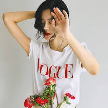 Shirts women  2020 Fashion T shirt  VOGUE letter print Harajuku Tshirt O-neck Short Sleeve T-shirt White Tops Female Clothin 2024 - buy cheap