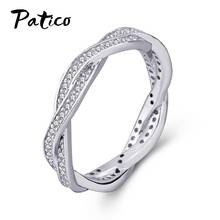 Genuine 925 Sterling Silver Twist Rope Wedding Ring For Women Curve Wave Design Zircon Engagement Exclusive Jewelry 2024 - buy cheap