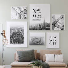 Modern Brooklyn New York Travel City Wall art Landscape Posters and Prints Black And White Pictures for Living Room Home Decor 2024 - buy cheap