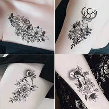 30 pçs/lote moda feminina falso tatuagem adesivo rosas pretas design flor braço corpo arte menina temporária tatuagem adesivo pequeno 2024 - compre barato