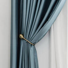 Cortinas personalizadas para sala de estar y dormitorio, visillo con acabado de estilo moderno de lujo y seda mezclada de alta gama 2024 - compra barato