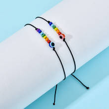 ZMZY-pulsera de cuerda trenzada para mujer, brazalete con cuentas finas de arcoíris turco, azul, hecho a mano, joyería de la suerte 2024 - compra barato