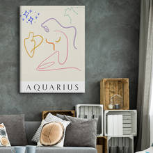 Nordic Constellation Wall Art Pisces Zodiac Canvas Poster Print Astrology Sign Minimalist Painting Decoration Picture Home Decor 2024 - buy cheap