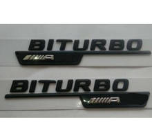 Matt Black Fender 3D Letters FOR BITURBO ///AMG Emblems Badges for Mercedes AMG 2024 - buy cheap