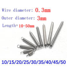 10Pcs 304 Stainless Steel Dual Hook Small Tension Spring Hardware Accessories Wire Dia 0.3mm Outer Dia 3mm Length 10-50mm 2024 - buy cheap