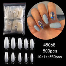 Lamemoria 500Pcs/opp Long Ballerina Nails Clear Coffin Fake Nails Tips ABS Full/half Cover Pointed Fasle Nails Manicure Charms 2024 - buy cheap