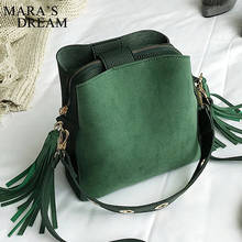 Mara's Dream Fashion Scrub Women Bucket Bag Vintage Tassel Messenger Bag High Quality Retro Shoulder Bag Simple Crossbody Tote 2024 - buy cheap