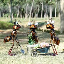 Металлическая скульптура муравья Tooarts, 13 дюймов, со съемным ведром, для украшения сада или стола, цветочный горшок для суккулентных растений 2024 - купить недорого