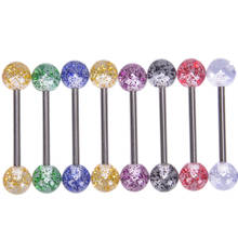 8PCS/Set Flashing Powder Surgical Steel Nipple Ring Soft Acrylic Barbell Sex Tongue Piercing Tongue Rings Ear Body Jewelry 2024 - buy cheap