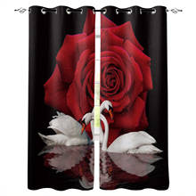 Rose Flower Swan Lake Reflection Curtains For Bedroom Living Room Modern Kitchen Windows Curtain Home Decoration Drapes 2024 - buy cheap