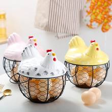 Iron Ceramic Eggs Storage Basket With Handle Fruit Snacks Organizer Kitchen Mesh Holder Hen Decor Basket Chicken Shape Container 2024 - buy cheap