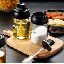 Dispensador de botellas de vidrio para aceite de oliva, frascos de especias, cuchara de condimentos, cepillo de aceite, tapa de miel, sello de salsa, organización de almacenamiento de cocina 2024 - compra barato