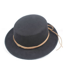 Men Women Por Pie Flat Top Hat Fedora Hat For Gentleman Elegant Lady Wool Trilby Hat Size 56-58CM 2024 - buy cheap