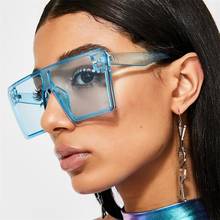 Fashion Sunglasses Luxury Black Oversized Square Sunglasses One Lens Rimless Eyewear Transparent Blue Sunglasses Big Shades UV 2024 - buy cheap