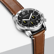 OCHSTIN Brown Men Watch Top Brand Luxury Chronograph Wristwatch Date Military Sport Genuine Leather Male Clock Relogio Masculino 2024 - buy cheap