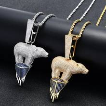 Freewear Gold Silver Color Glacier Polar Bear Pendant Necklace Fashion Hiphop With 20mm Miami Cuban Link Chains Iced CZ Jewelry 2024 - buy cheap