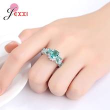 Shiny Cubic Zirconia Wedding Ring High quality 925 Sterling Silver Blue Green CZ Finger Ring Fashion Brand Jewelry For Women 2024 - buy cheap