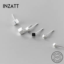 INZATT-pendientes de tuerca cuadrados para mujer, de Plata de Ley 925 auténtica, joyería fina Punk para fiesta, accesorios minimalistas para regalo 2024 - compra barato