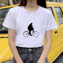 Camiseta de verão feminina com estampa de bycle, camiseta casual fofa de desenho animado para mulheres, manga curta, gola redonda, mangas curtas, roupa de rua 2024 - compre barato