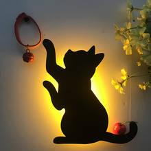 Gato led night light com sensor de movimento noite lâmpada do projetor luzes sensor inteligente luz arandelas bateria nightlight arte deco 2024 - compre barato
