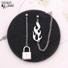 Harajuku Flame Lock Earrings Women Girl Hip Hop Punk Dangle statement Earrings Silver color Gothic Party Jewelry Accessories 2024 - buy cheap