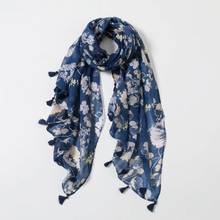 2021 Fashion Newest Floral Printed Pattern Cotton Tassel Scarf Shawls Wraps Hijabs 10pcs/lot 2024 - buy cheap