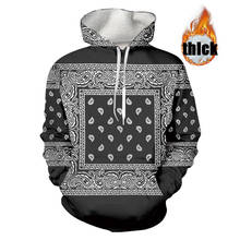 UJWI Winter Thick 3D Print Harajulu Hoodies Men Hooded Coat Brand Mens Sweatshirt Fashion Black white cashew flower Plus size 2024 - buy cheap