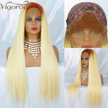 Vigorous Synthetic Lace Front Wig Long Straight Wigs for Black Women Free Part Lace Wigs Ombre Blonde Synthetic Fake Hair 2024 - купить недорого