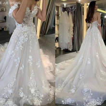 E JUE SHUNG Lace Appliques Luxury Wedding Dresses 2021 Off The Shoulder Sweetheart Lace Up Back Wedding Bridal Gowns 2024 - buy cheap