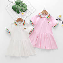 Girls Dress Rainbow Embroidery Casual Kids Polo Dresses for 2 3 4 5 6 Year Girl 2021 New Summer Cotton Toddler Children Clothing 2024 - buy cheap